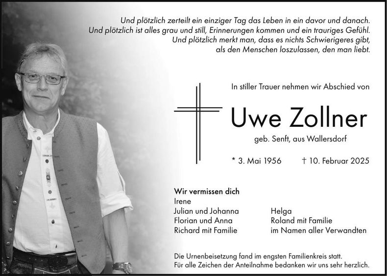 Traueranzeige Uwe Zollner