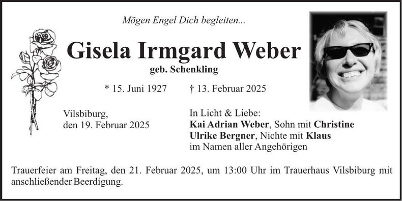 Traueranzeige Gisela Weber