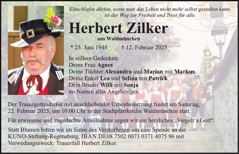 Traueranzeige Herbert Zilker