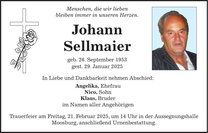 Traueranzeige Johann Sellmaier