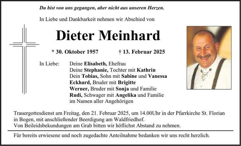 Traueranzeige Dieter Meinhard