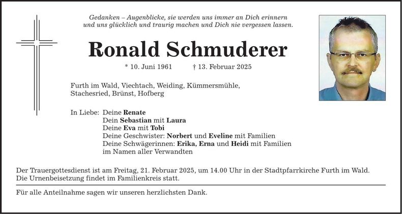 Traueranzeige Ronald Schmuderer