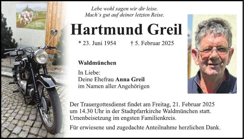 Traueranzeige Hartmund Greil