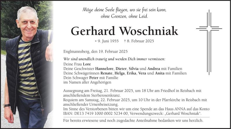 Traueranzeige Gerhard Woschniak