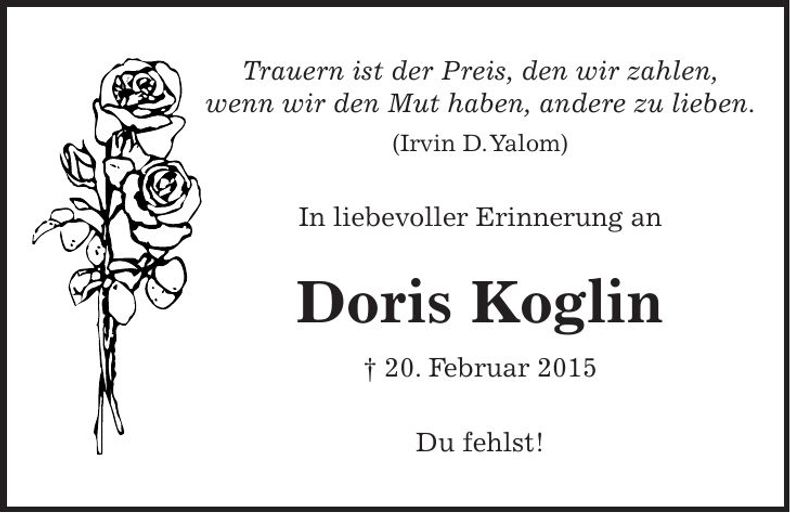 Traueranzeige Doris Koglin