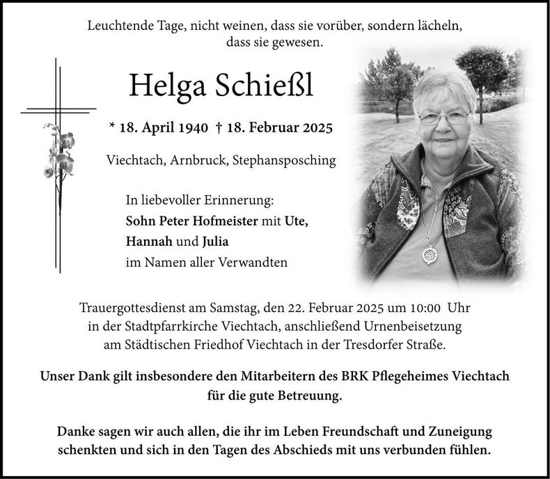 Traueranzeige Helga Schießl