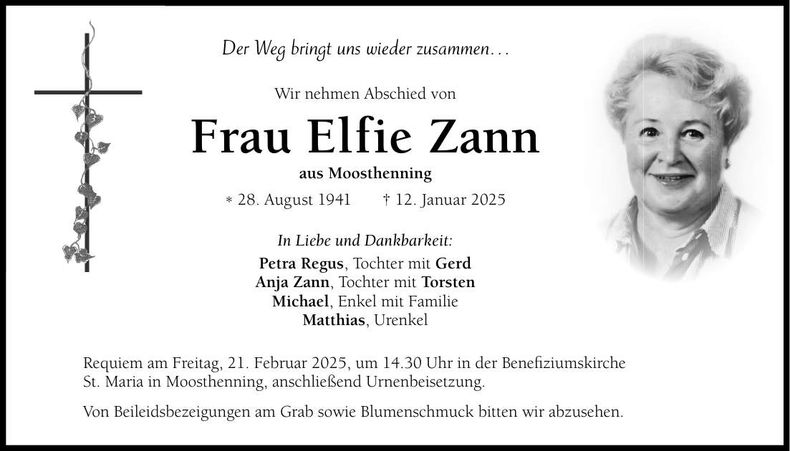 Traueranzeige Elfie Zann