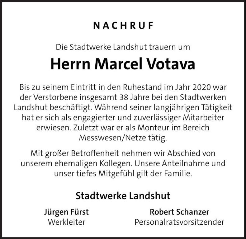 Traueranzeige Marcel Votava
