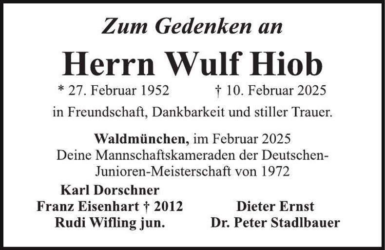 Traueranzeige Wulf Hiob