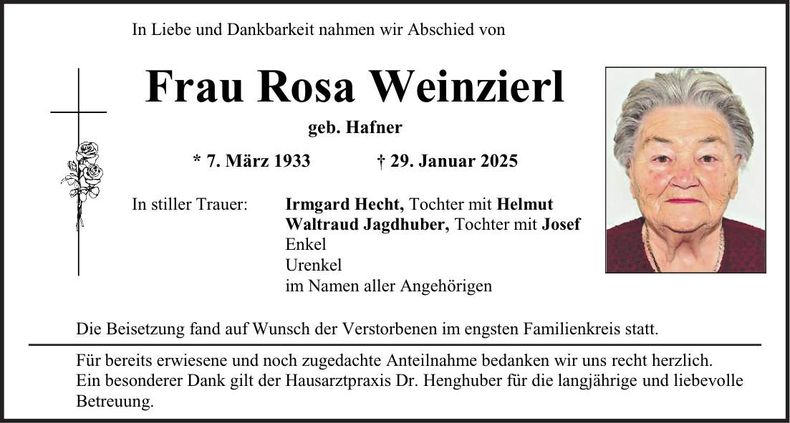Traueranzeige Rosa Weinzierl