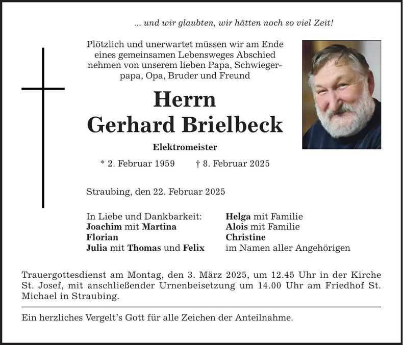 Traueranzeige Gerhard Brielbeck