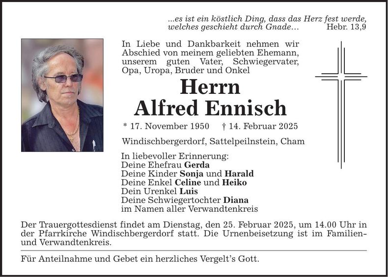 Traueranzeige Alfred Ennisch
