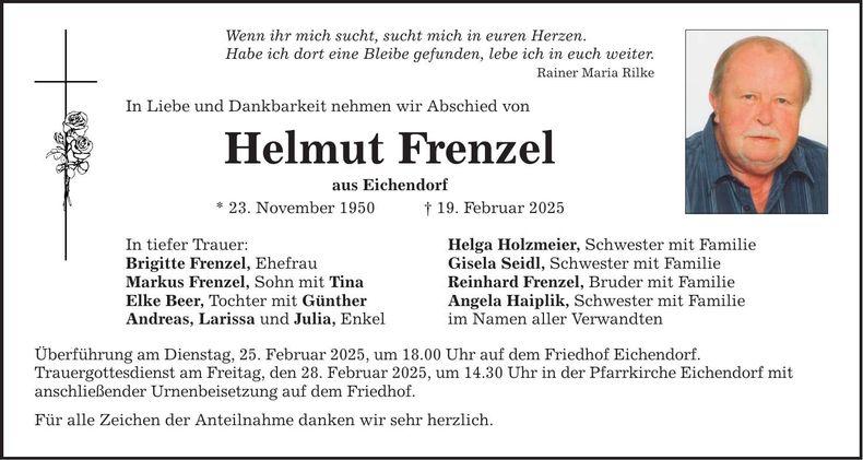 Traueranzeige Helmut Frenzel