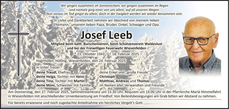 Traueranzeige Josef Leeb