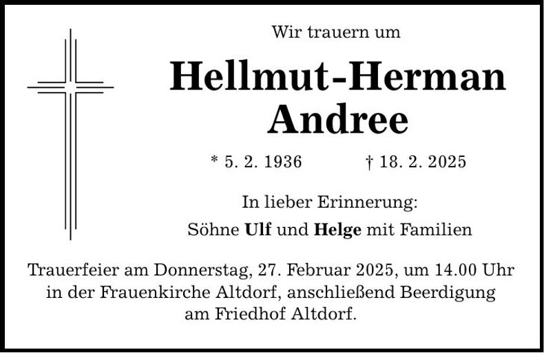 Traueranzeige Hellmut-Herman Andree