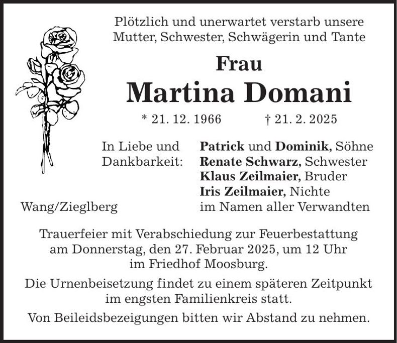 Traueranzeige Martina Domani