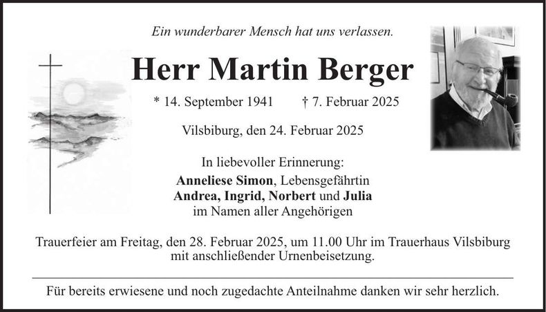 Traueranzeige Martin Berger