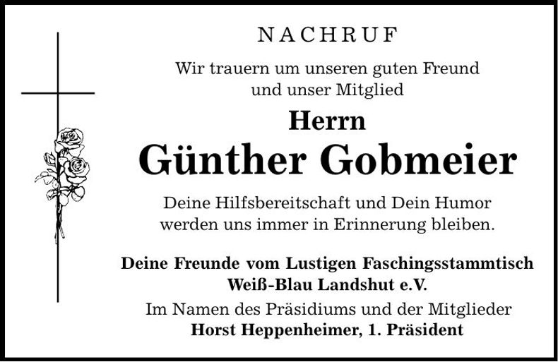 Traueranzeige Günther Gobmeier