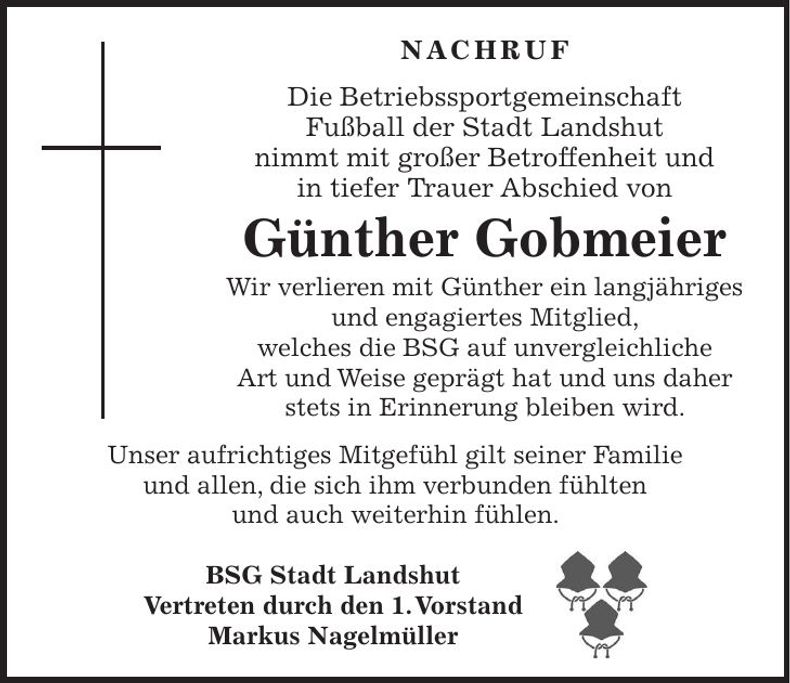 Traueranzeige Günther Gobmeier