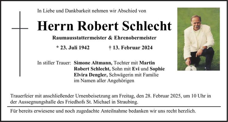 Traueranzeige Robert Schlecht
