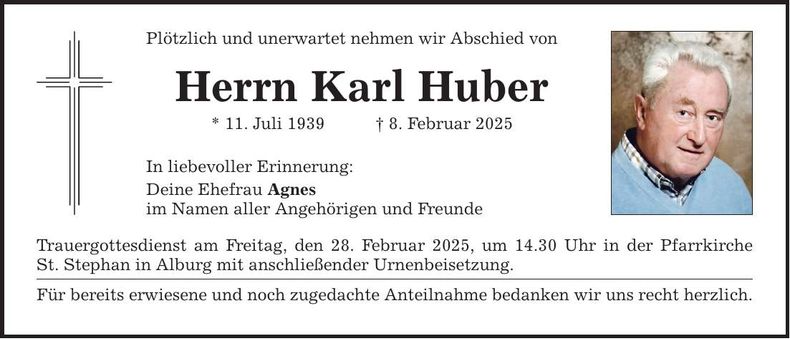 Traueranzeige Karl Huber