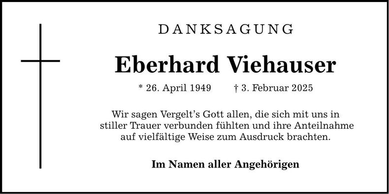 Traueranzeige Eberhard Viehauser