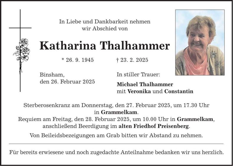 Traueranzeige Katharina Thalhammer