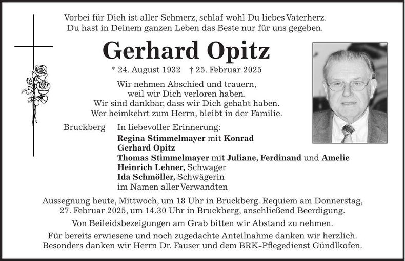Traueranzeige Gerhard Opitz