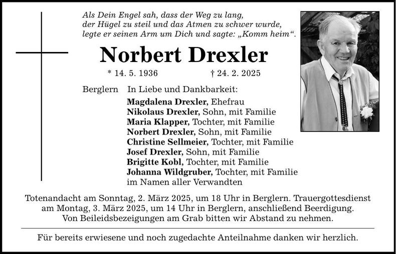 Traueranzeige Norbert Drexler