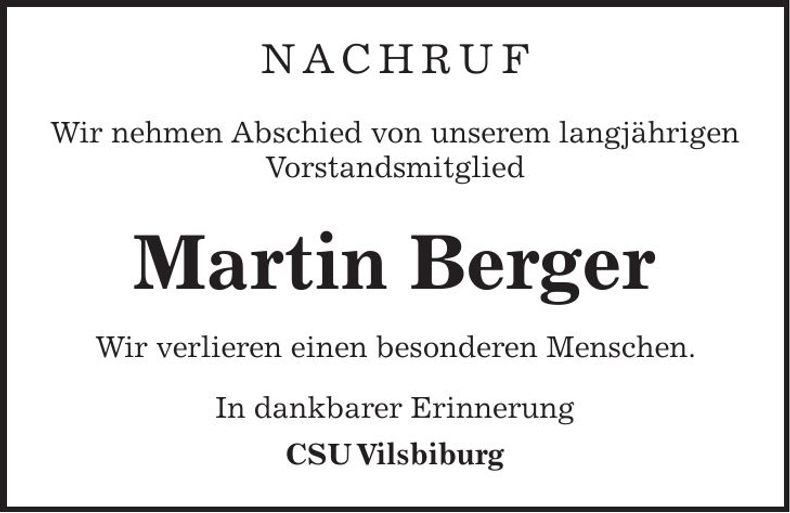 Traueranzeige Martin Berger