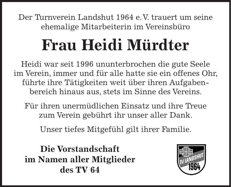 Traueranzeige Heidi Mürdter