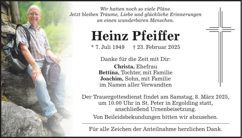 Traueranzeige Heinz Pfeiffer