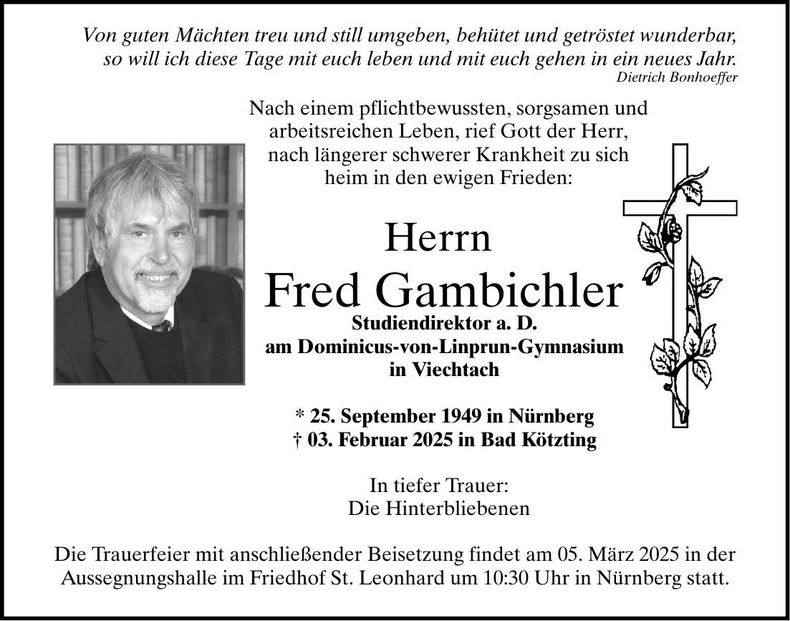 Traueranzeige Fred Gambichler