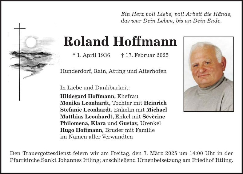Traueranzeige Roland Hoffmann