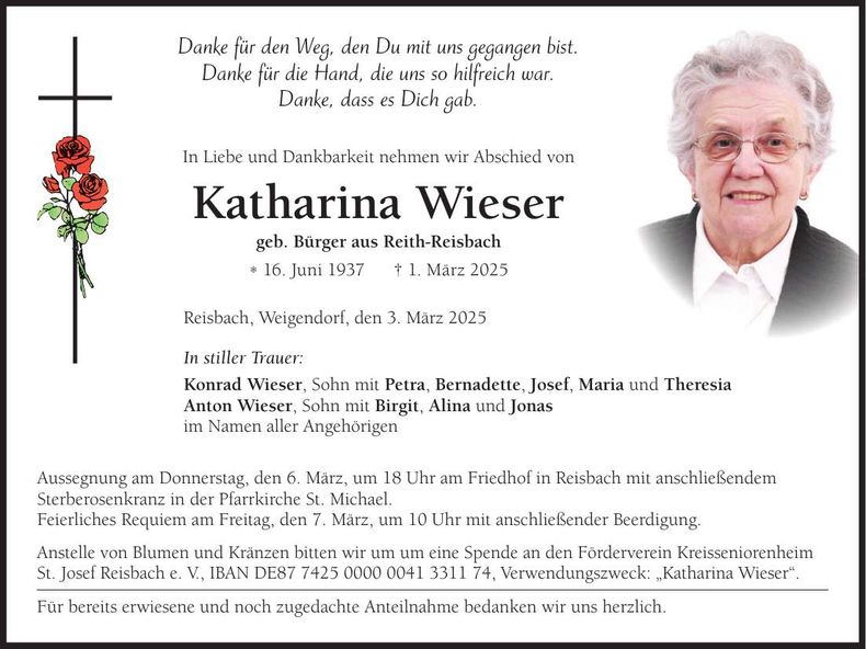 Traueranzeige Katharina Wieser