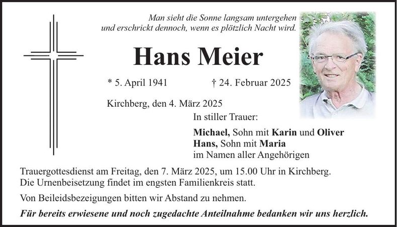 Traueranzeige Hans Meier