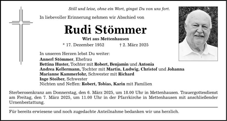 Traueranzeige Rudi Stömmer