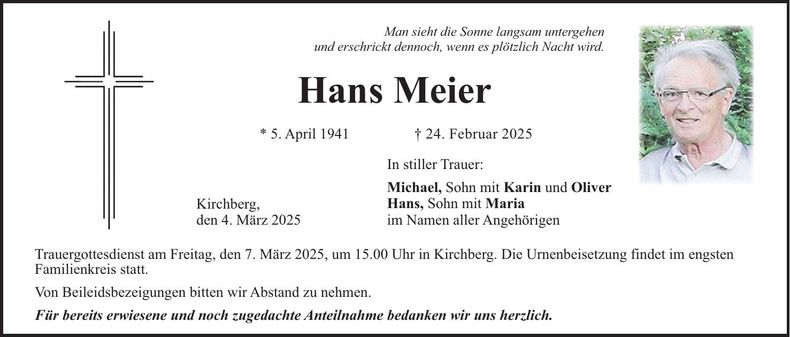 Traueranzeige Hans Meier