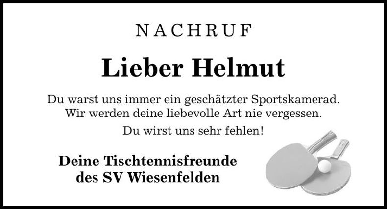 Traueranzeige Helmut 