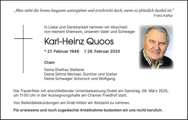 Traueranzeige Karl-Heinz Quoos