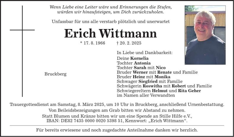 Traueranzeige Erich Wittmann