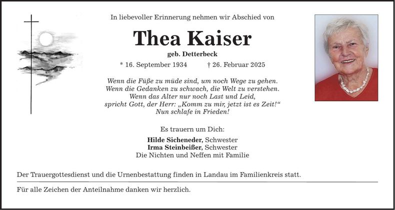 Traueranzeige Thea Kaiser
