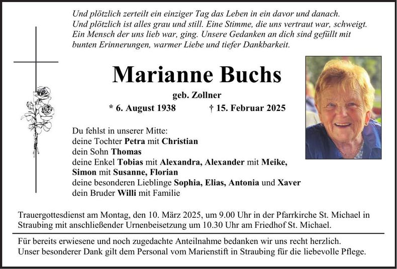 Traueranzeige Marianne Buchs