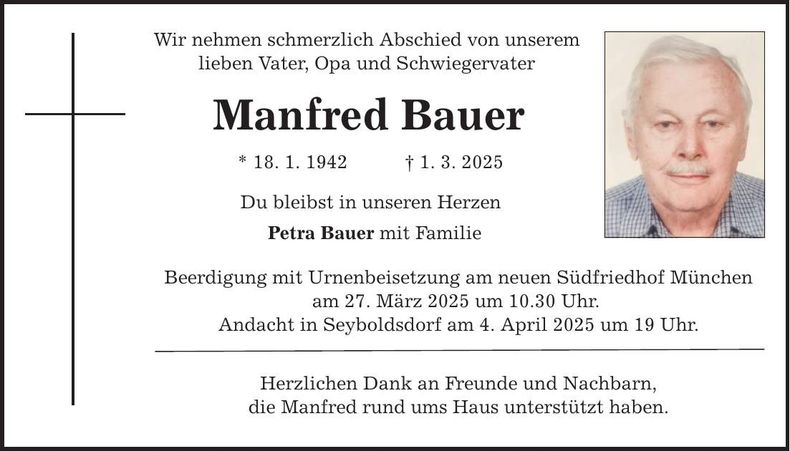 Traueranzeige Manfred Bauer