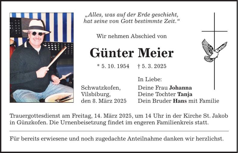 Traueranzeige Günter Meier