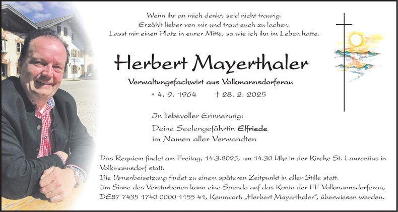 Traueranzeige Herbert Mayerthaler