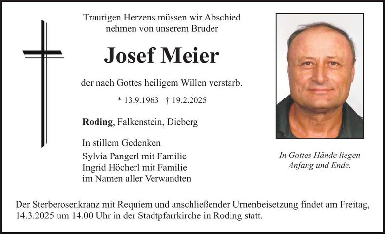 Traueranzeige Josef Meier
