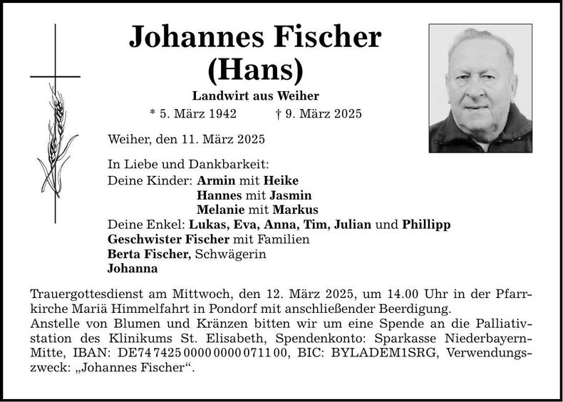 Traueranzeige Armin Fischer