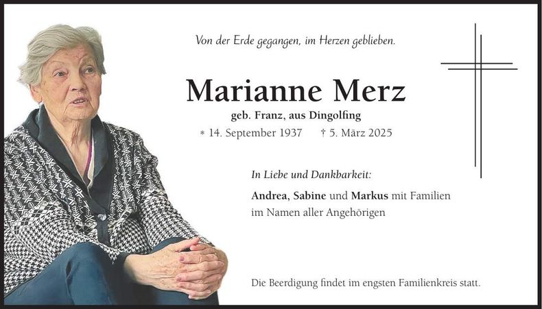 Traueranzeige Marianne Merz