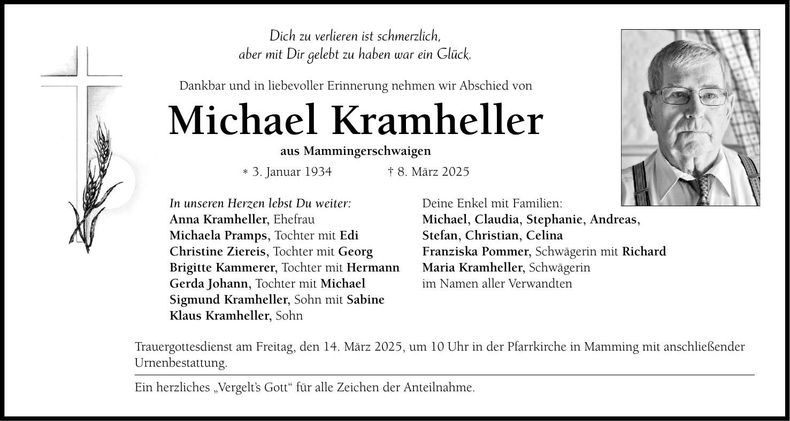 Traueranzeige Michael Kramheller